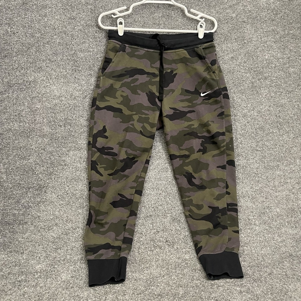 Nike Dri-FIT Camo Joggers Pants Womens Sz S Green Tapered Sweatpants CZ1449-082